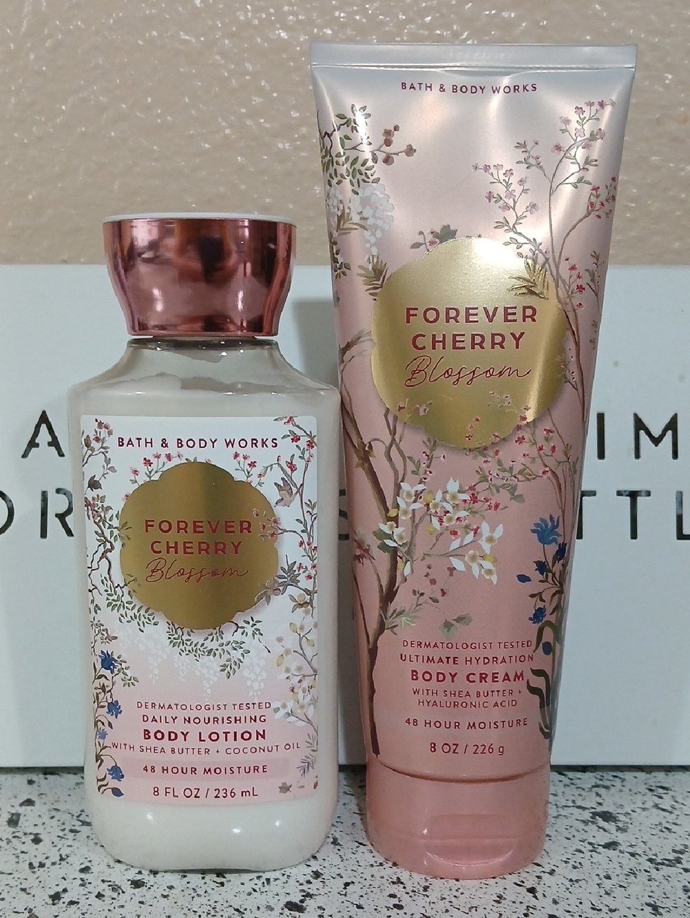 Bath & Body Works Forever Cherry Blossom Lotion & Cream Bundle